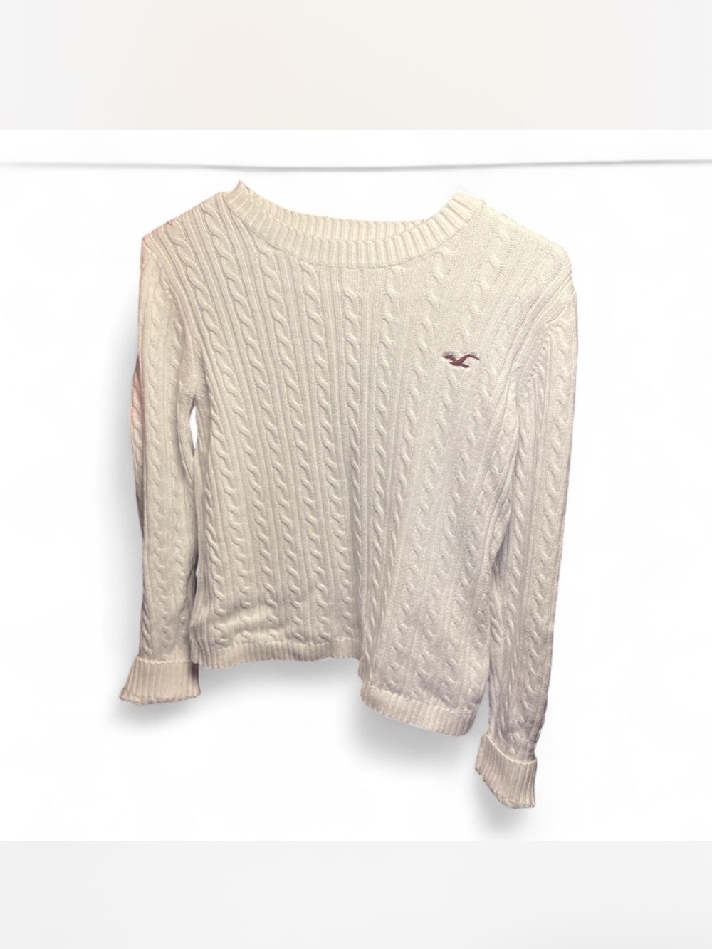 White Hollister Co. cable knit sweater